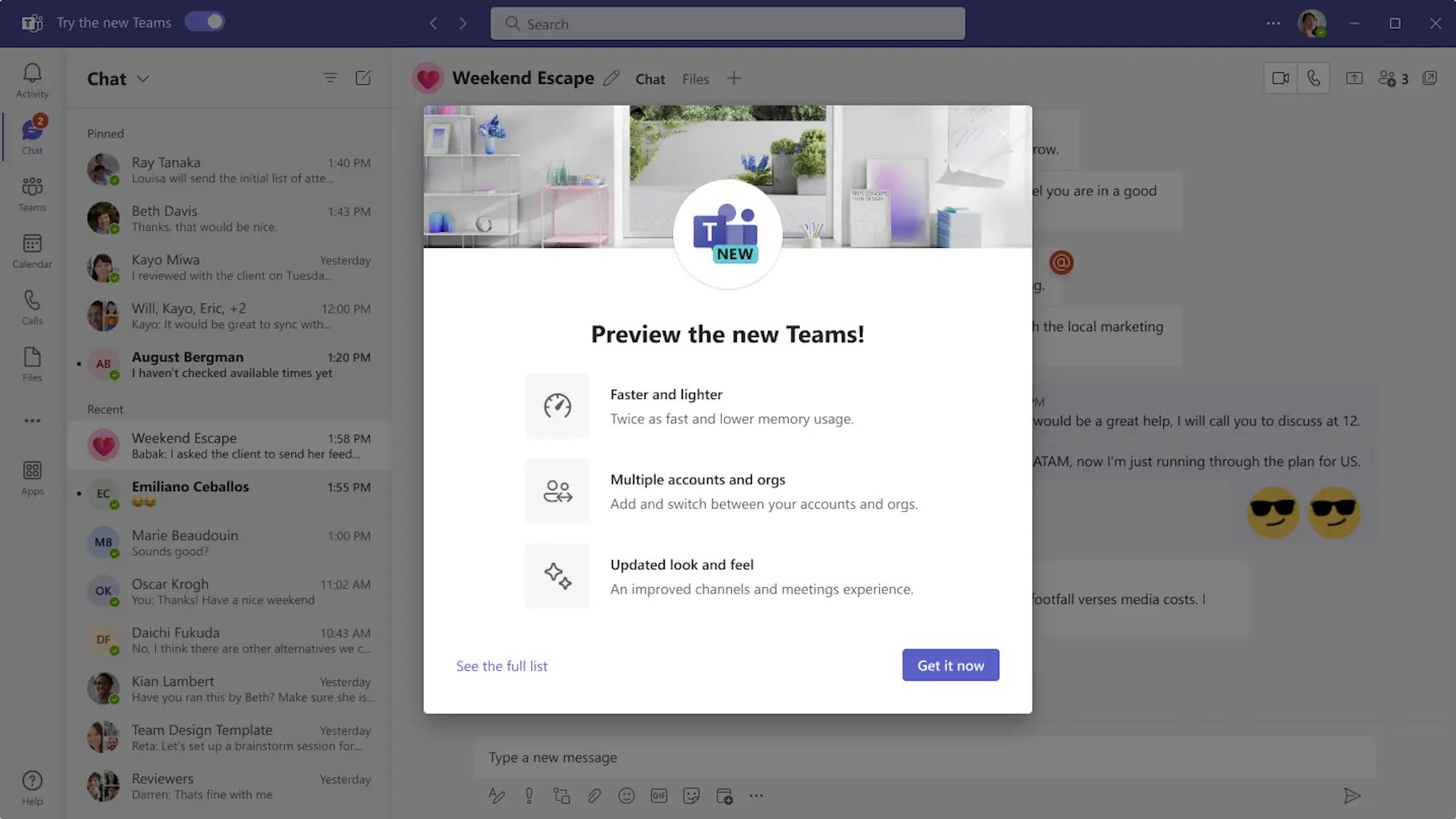 new Microsoft teams preview